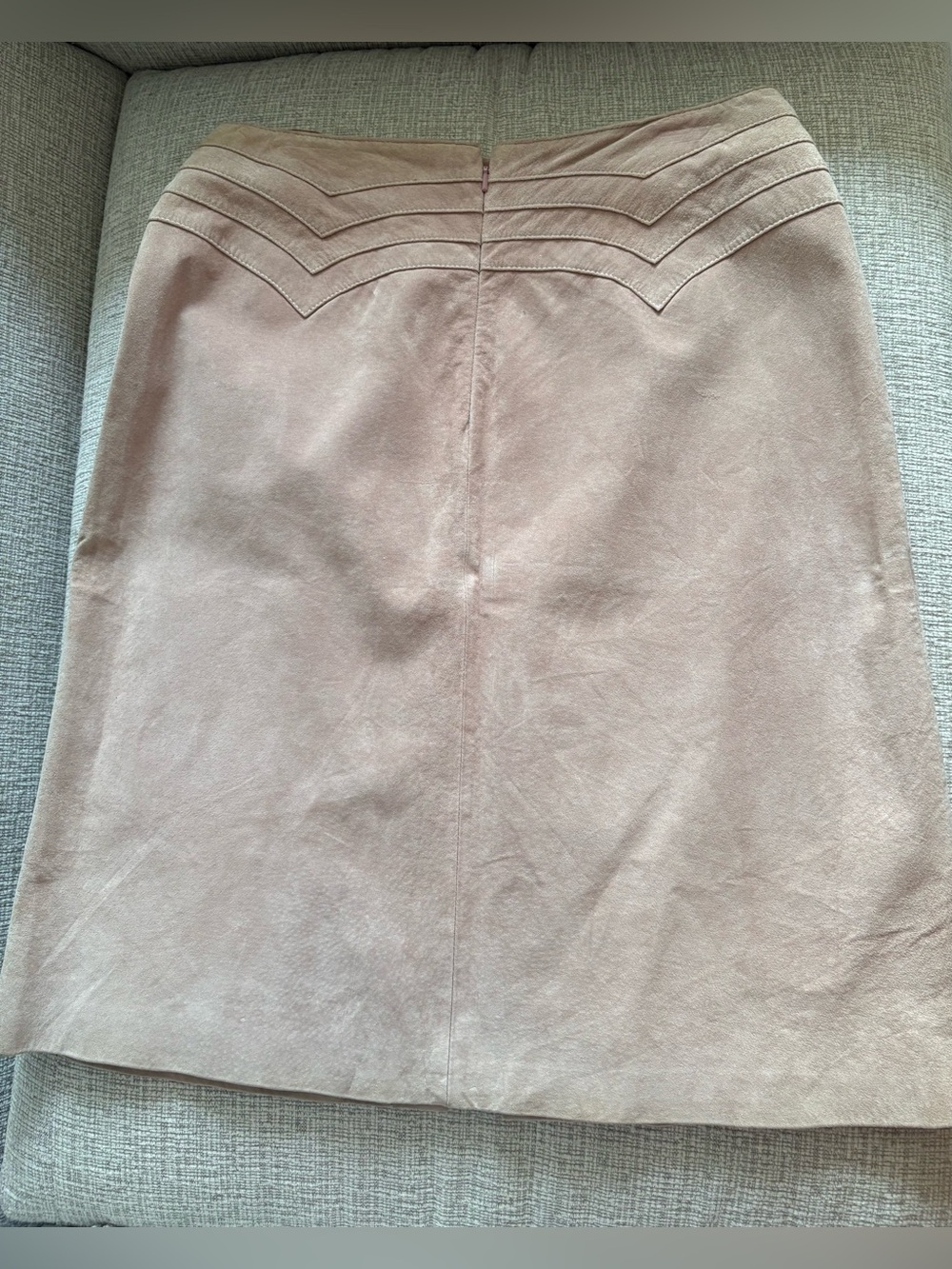 Vintage Margaret Godfrey Genuine Suede Leather Skirt Soft Blush Pink Size 10 - Picture 4 of 8